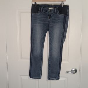 Jessica Simpson Maternity Side Panel Jeans S | Embroidered Stripe Medium Wash